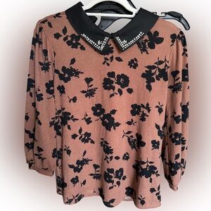 Floral Black and Brown Women's Top